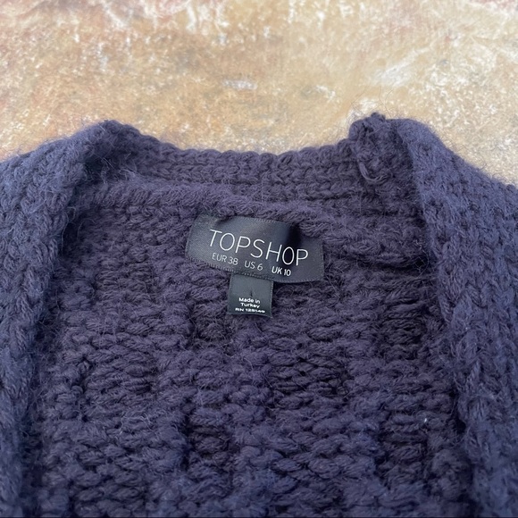 Topshop Chunky Knit Oversized Cardigan Sweater Size 6 Open front Balloon Sleeve - Picture 6 of 9